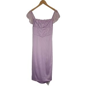 NWT Parthea Purple Dress Size M Polyester Elastane Blend Empire Cut Bridgerton